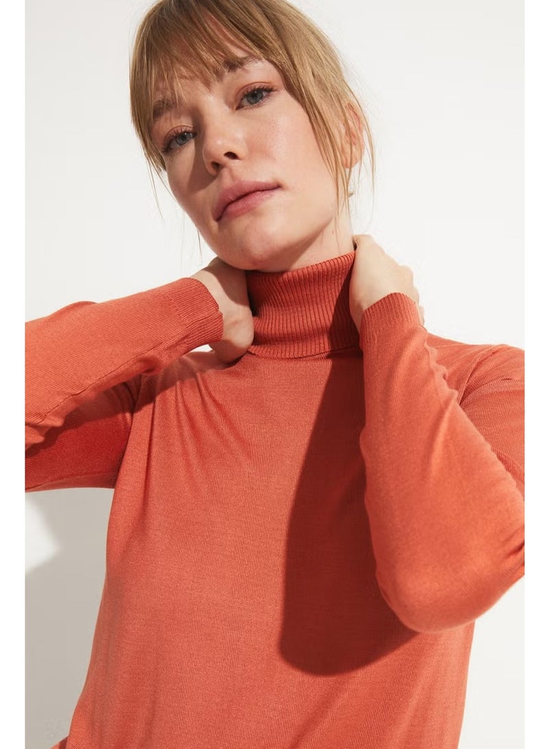 JUNE Women's Exclusive Viscose Blend Regular Fit Turtleneck Knitwear Sweater - Image 1
